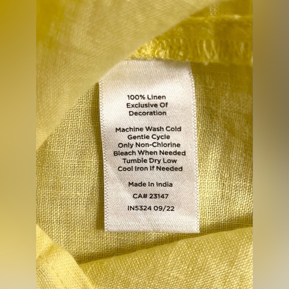 NWOT Talbots Women’s Petite Yellow Linen Tassel Pleated Sleeve Top | Size P - Picture 7 of 9